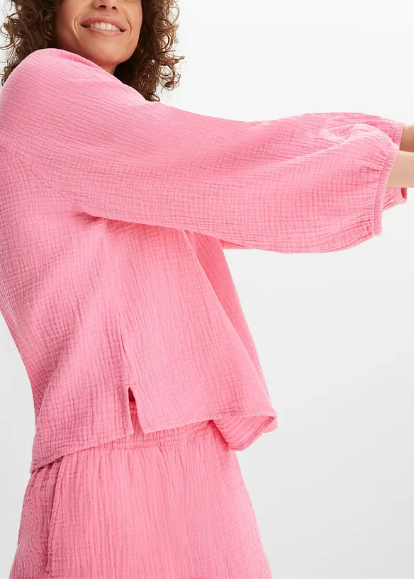 Oversized bluse i musselin, bonprix