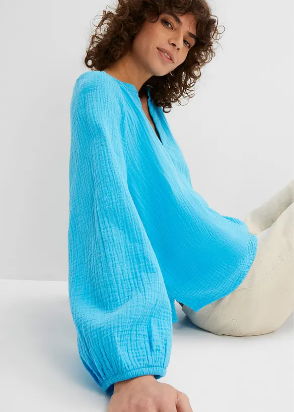 Oversized bluse i musselin, bonprix