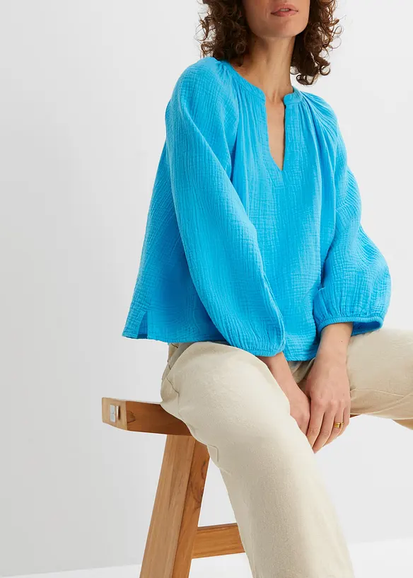 Oversized bluse i musselin, bonprix