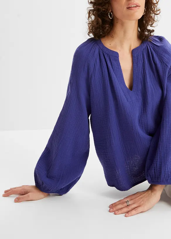 Oversized bluse i musselin, bonprix