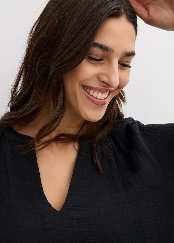 Oversized bluse i musselin, bonprix