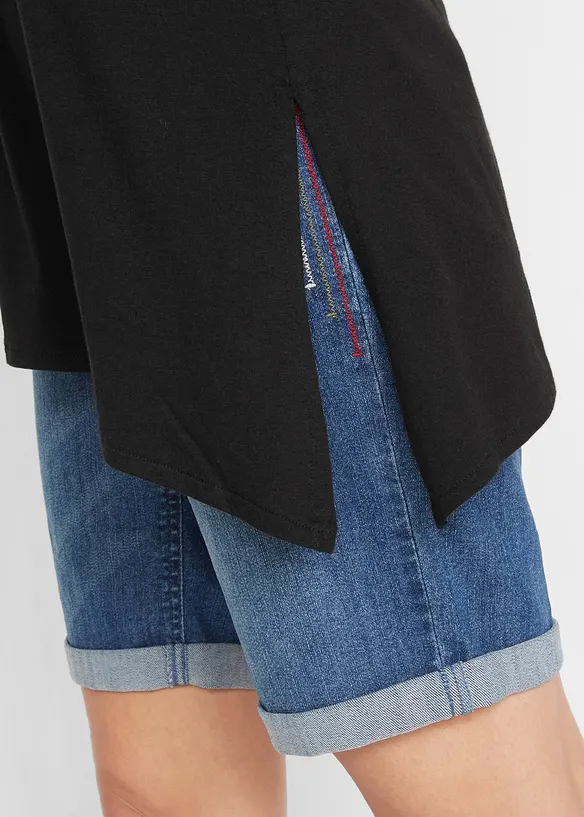 Lang topp i bomull- og viskosemiks med asymmetrisk fald, bonprix