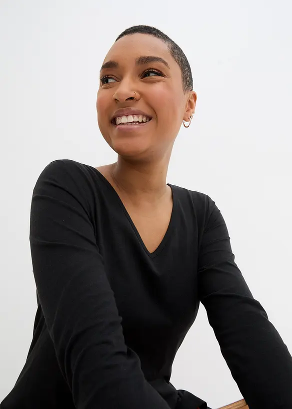 Lang topp i bomull med viskose, bonprix