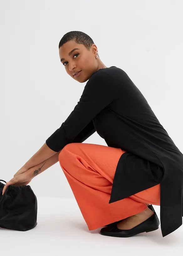 Lang topp i bomull med viskose, bonprix