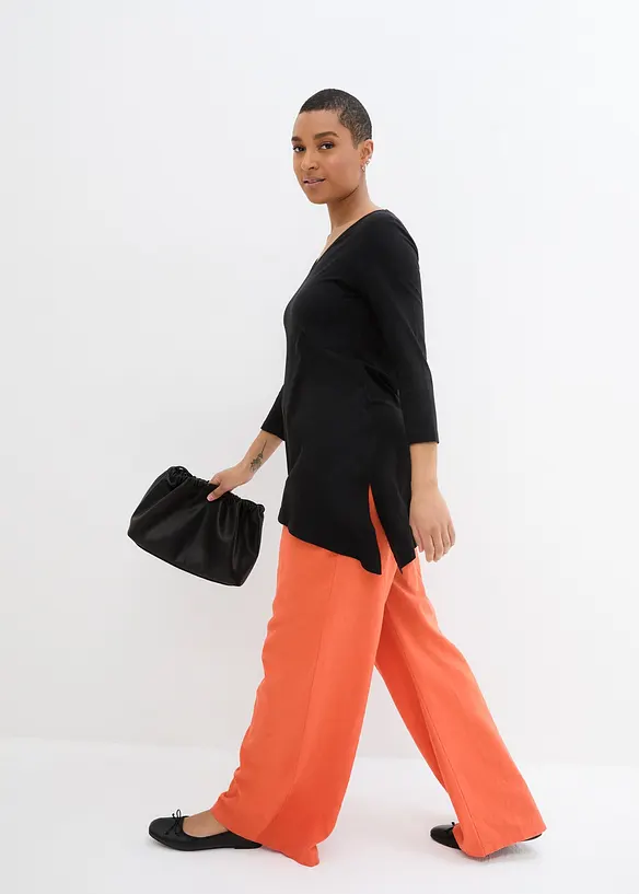 Lang topp i bomull med viskose, bonprix