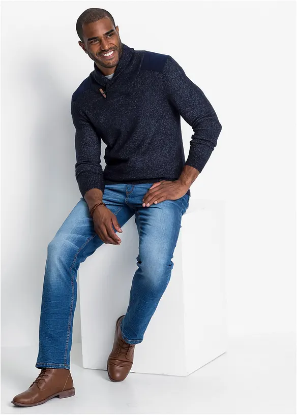 Finstrikket genser med sjalkrage, bonprix