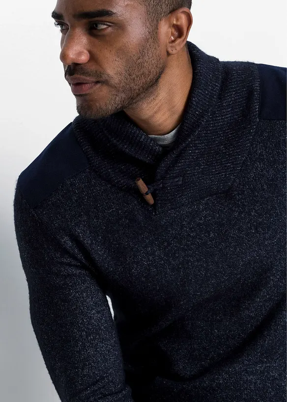 Finstrikket genser med sjalkrage, bonprix