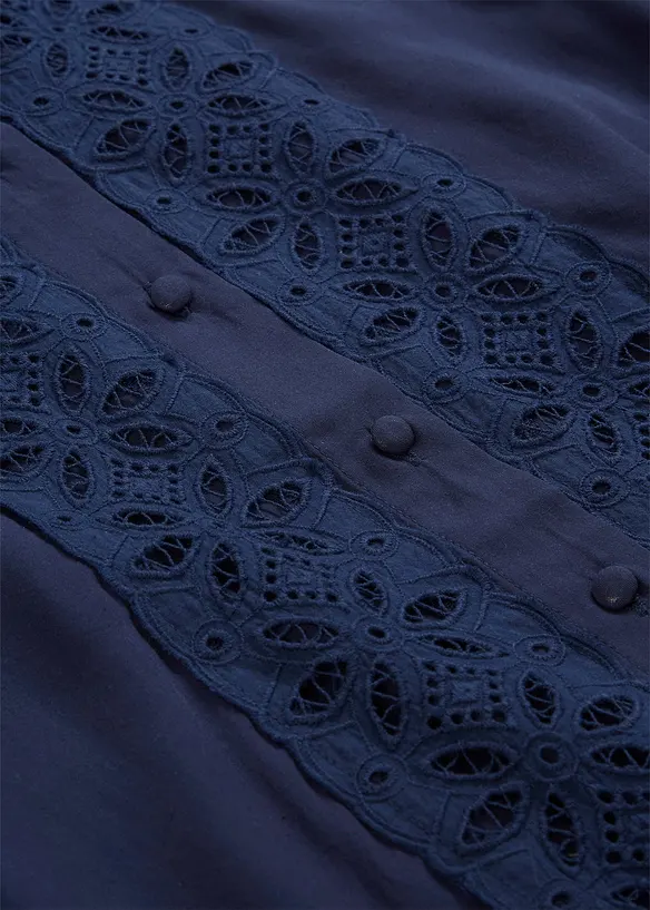 Bluse i myk viskosemiks med blonder, bonprix