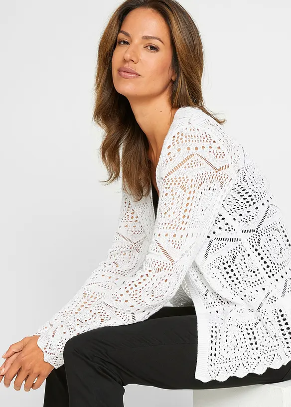 Cardigan med hullm&oslash;nster, bonprix