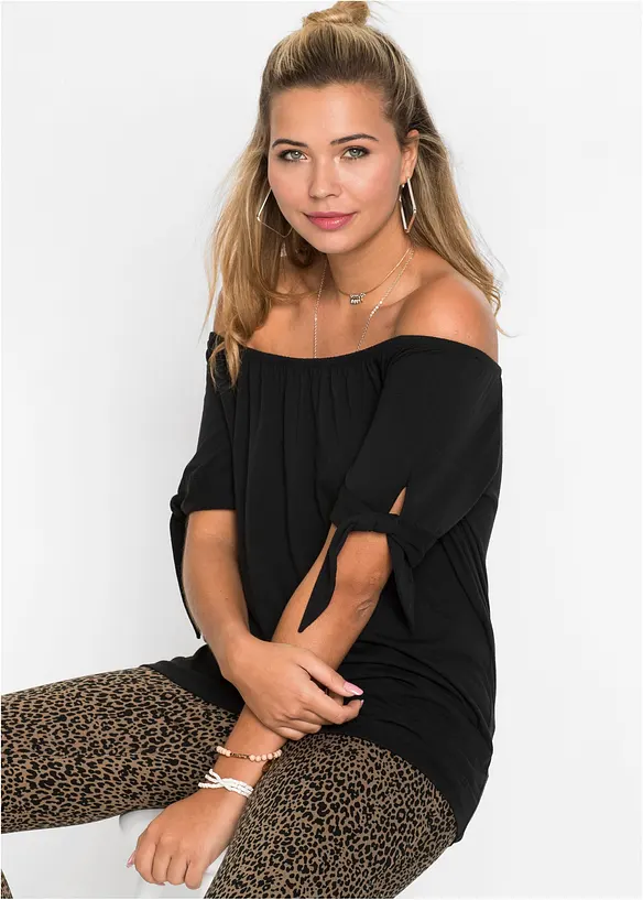 Off shoulder-topp med knyting, bonprix