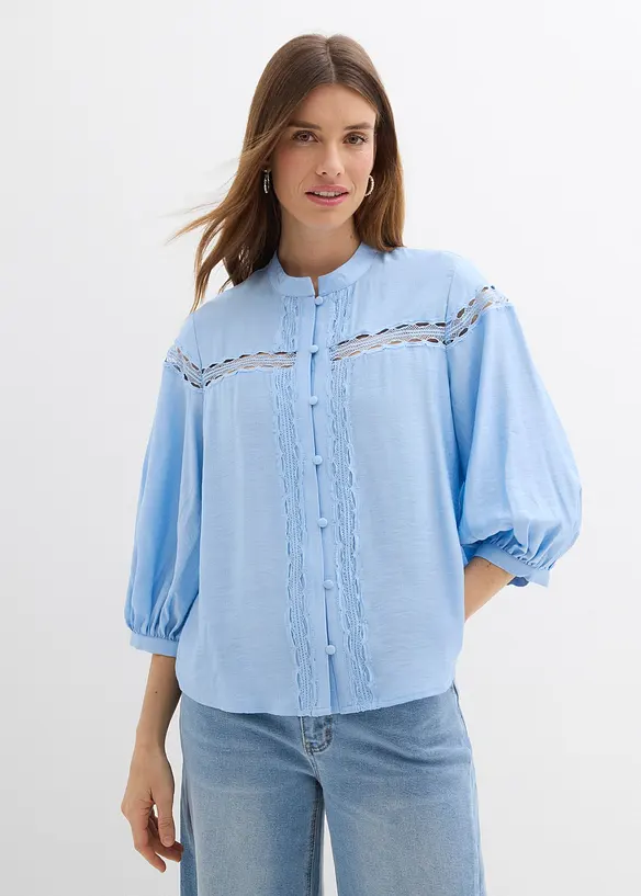 Bluse av brodert bomull, bonprix