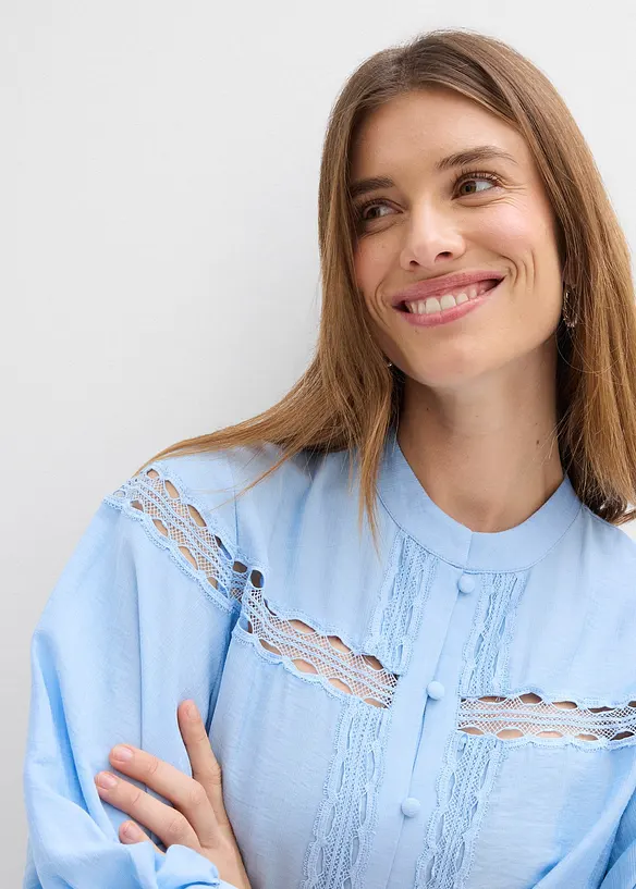 Bluse av brodert bomull, bonprix