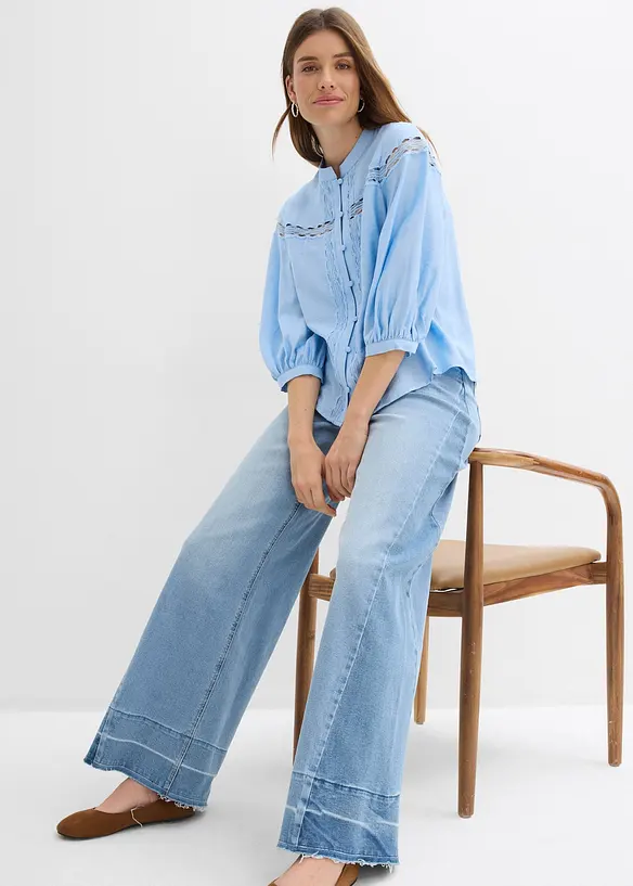 Bluse av brodert bomull, bonprix