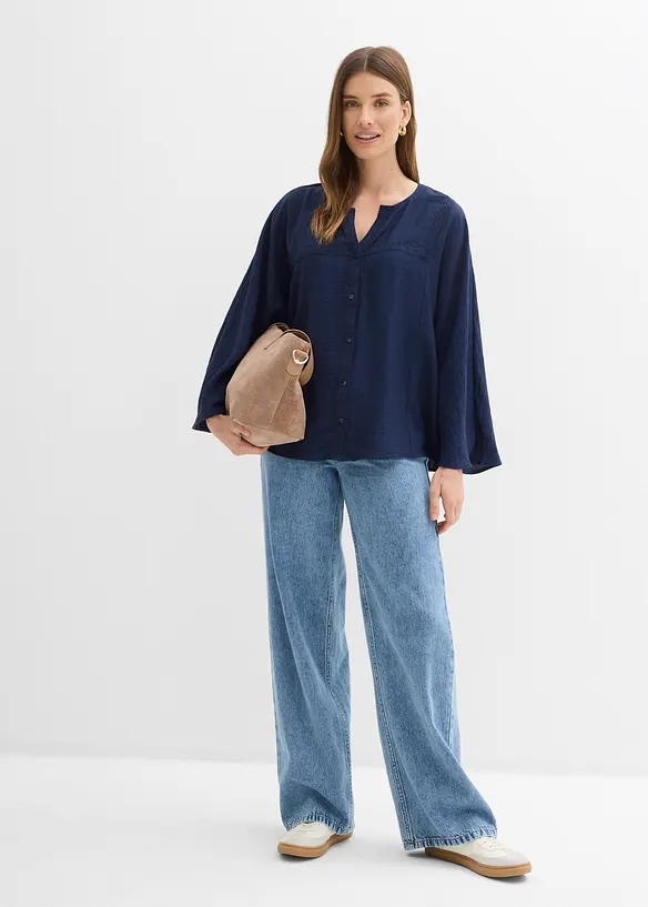 Bomullsbluse med vide ermer, bonprix
