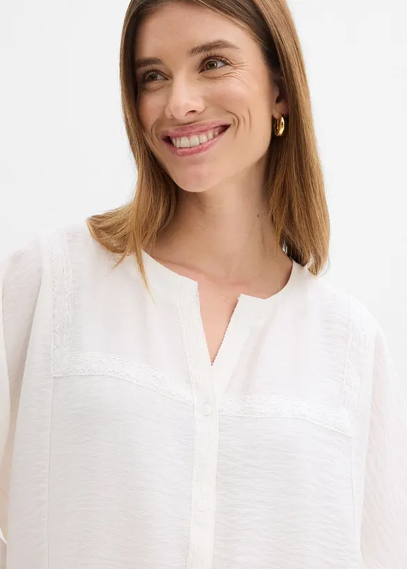 Bomullsbluse med vide ermer, bonprix