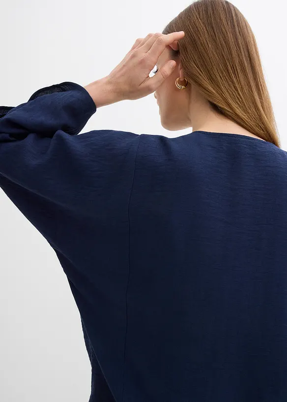 Bomullsbluse med vide ermer, bonprix