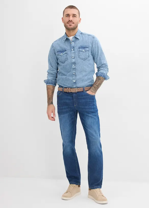 Denimskjorte i 100% &oslash;kologisk bomull, bonprix