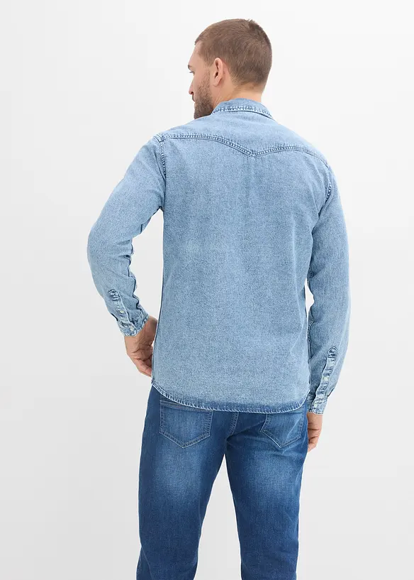 Denimskjorte i 100% &oslash;kologisk bomull, bonprix