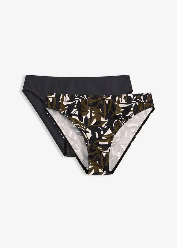 Bikinitruse, ensfarget og m&oslash;nstret (2-pack), bonprix
