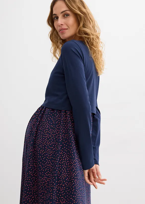 3-i-1-sett med mamma- og ammekjole + overdel av &oslash;kologisk bomull (2-delt sett), bonprix