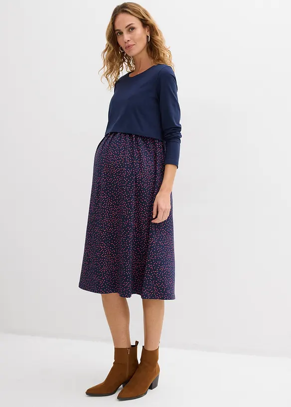 3-i-1-sett med mamma- og ammekjole + overdel av &oslash;kologisk bomull (2-delt sett), bonprix