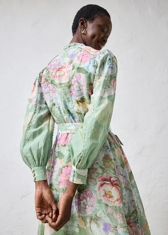 Midikjole i rami (2-delt sett med belte), bonprix