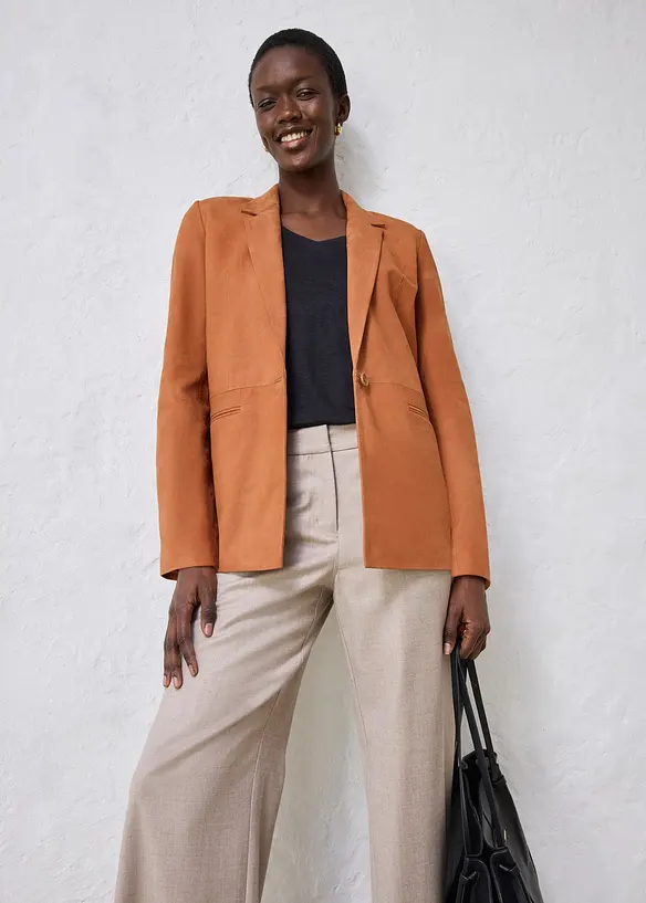 Blazer i semsket skinn, bonprix