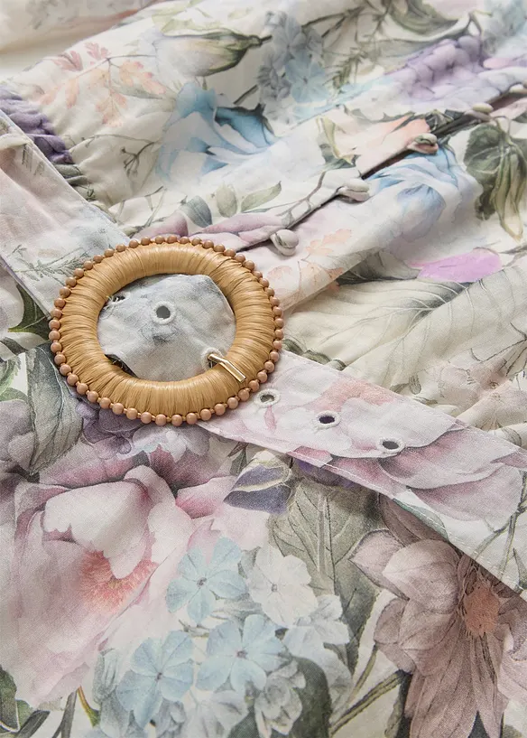 Midikjole i rami (2-delt sett med belte), bonprix