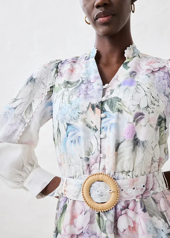 Midikjole i rami (2-delt sett med belte), bonprix