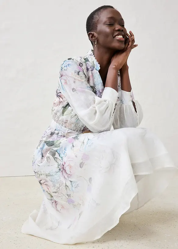 Midikjole i rami (2-delt sett med belte), bonprix