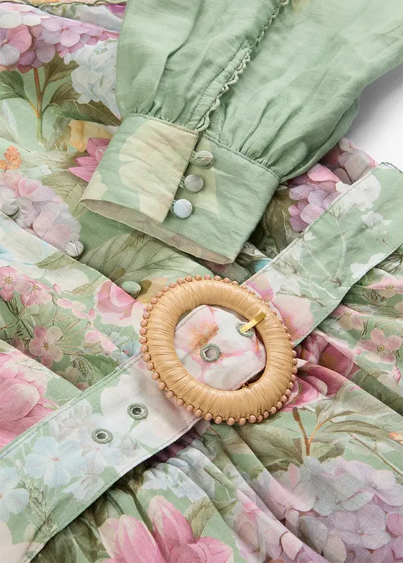 Midikjole i rami (2-delt sett med belte), bonprix