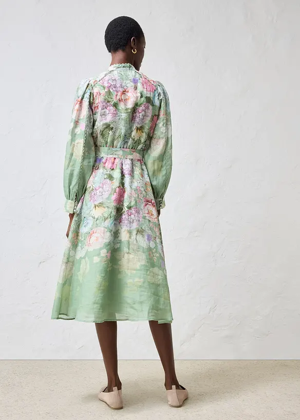 Midikjole i rami (2-delt sett med belte), bonprix