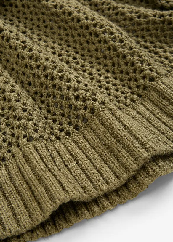 Genser med hullm&oslash;nster i lett linmiks, bonprix