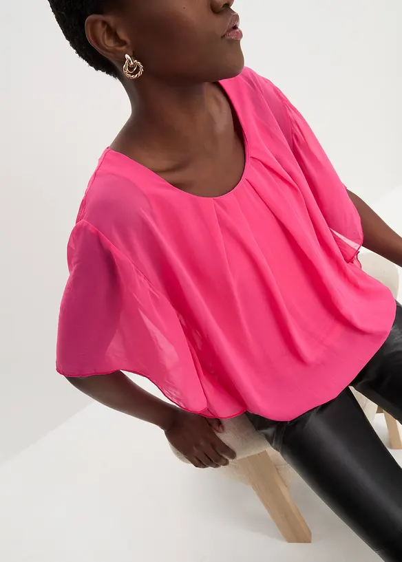 Chiffonbluse med f&ocirc;r, bonprix