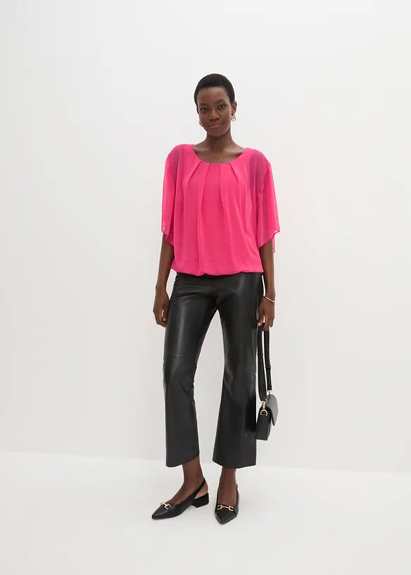 Chiffonbluse med f&ocirc;r, bonprix