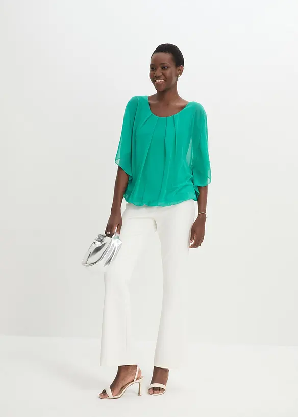 Chiffonbluse med f&ocirc;r, bonprix