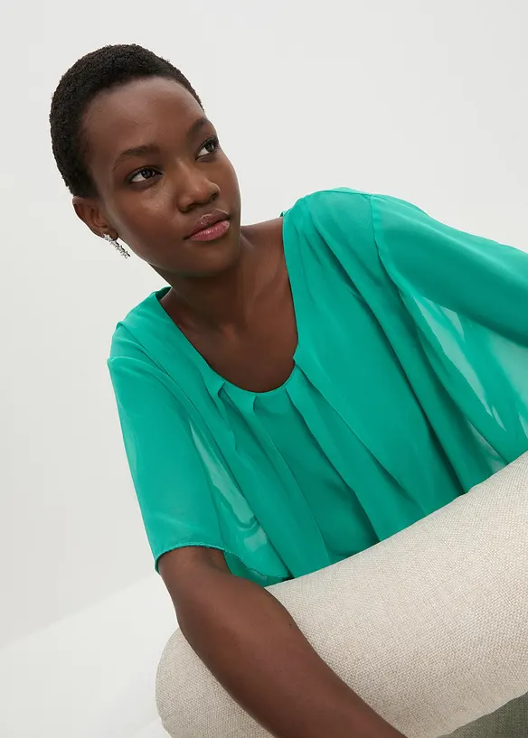 Chiffonbluse med f&ocirc;r, bonprix