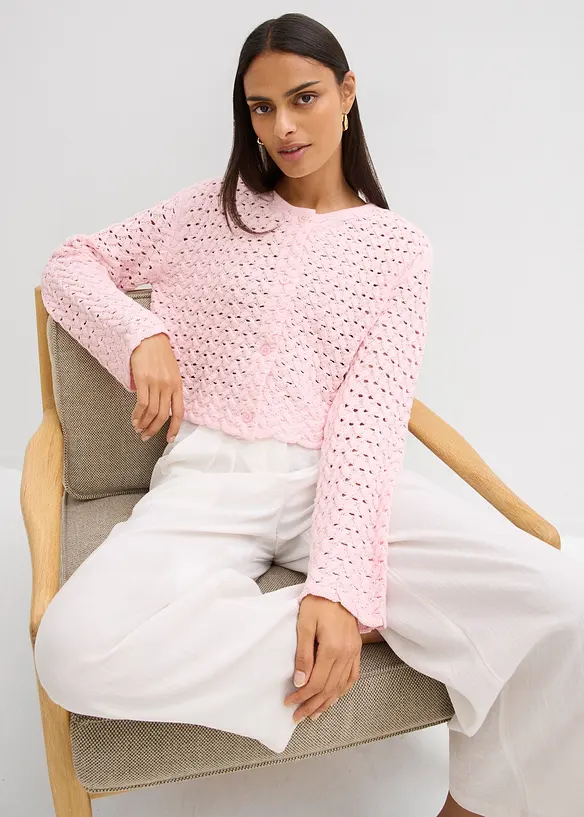 Strikket bolero med hullm&oslash;nster, bonprix