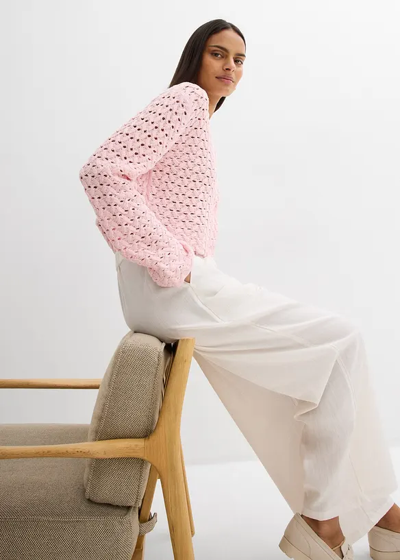 Strikket bolero med hullm&oslash;nster, bonprix