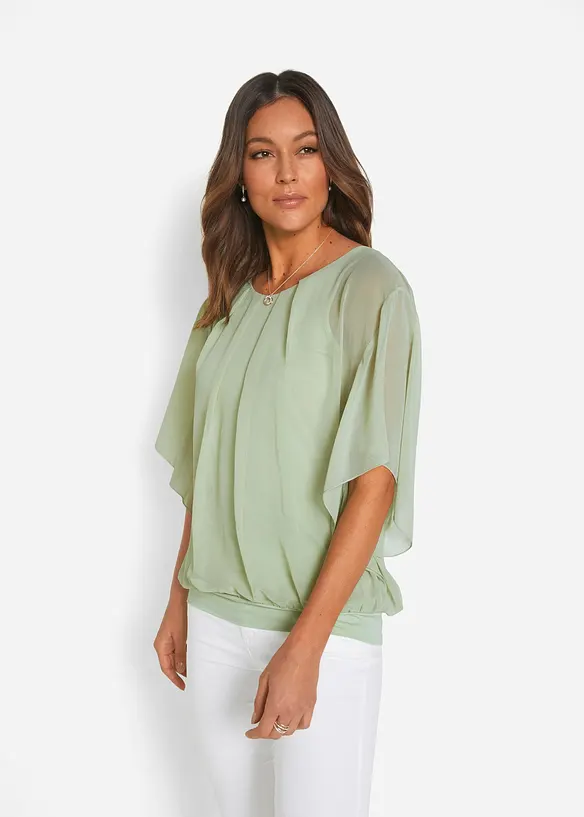 Chiffonbluse med f&ocirc;r, bonprix