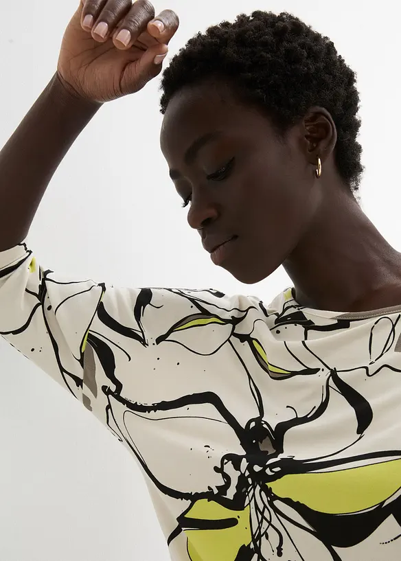 Topp med flaggermusermer og blomsterm&oslash;nster, bonprix