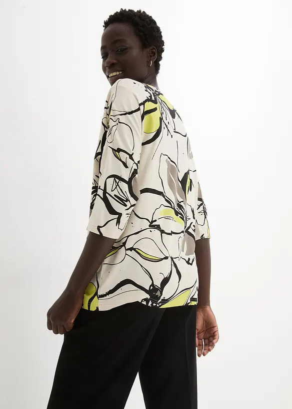 Topp med flaggermusermer og blomsterm&oslash;nster, bonprix