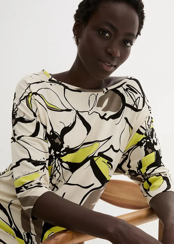 Topp med flaggermusermer og blomsterm&oslash;nster, bonprix