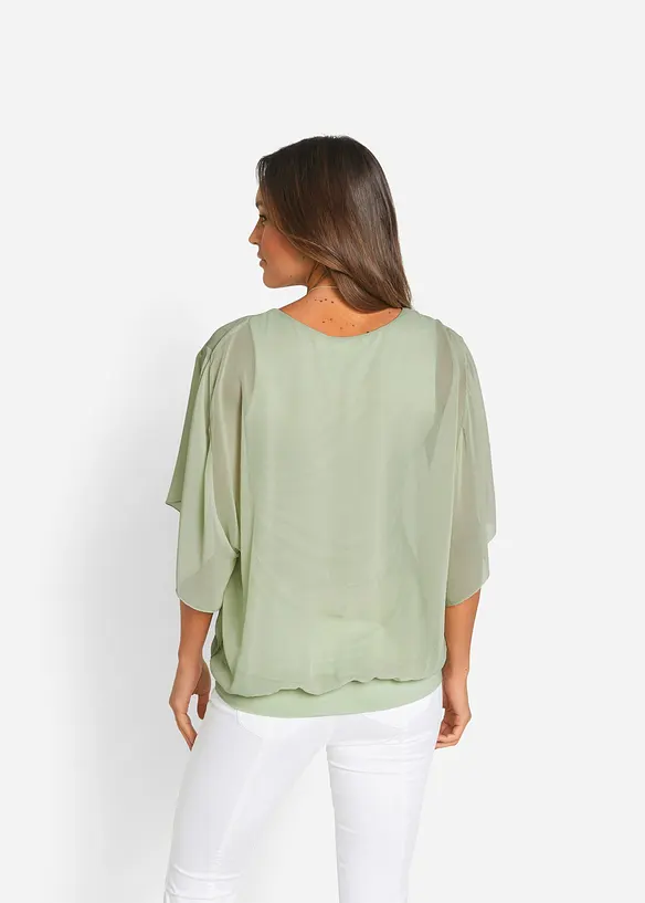 Chiffonbluse med f&ocirc;r, bonprix