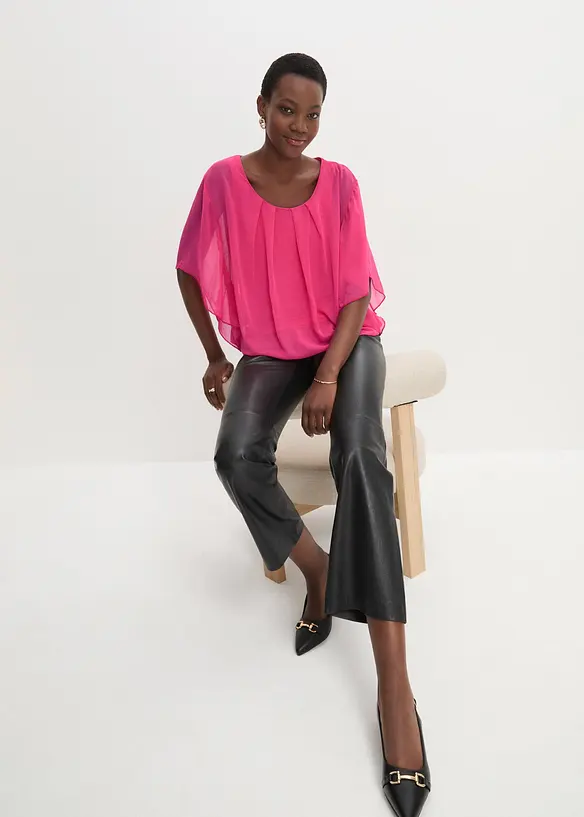 Chiffonbluse med f&ocirc;r, bonprix