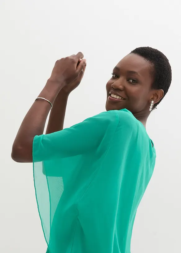 Chiffonbluse med f&ocirc;r, bonprix