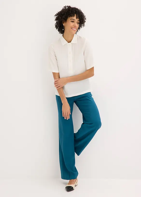 Bukse i lett viskosemateriale med vide ben, bonprix