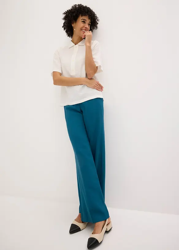 Bukse i lett viskosemateriale med vide ben, bonprix