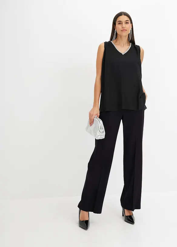 Bukse i lett viskosemateriale med vide ben, bonprix