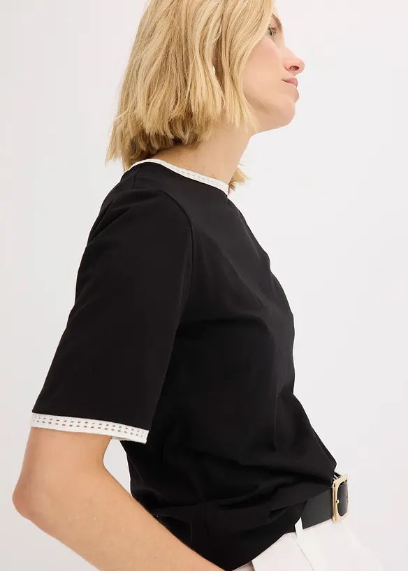 Topp med blondekant, bonprix